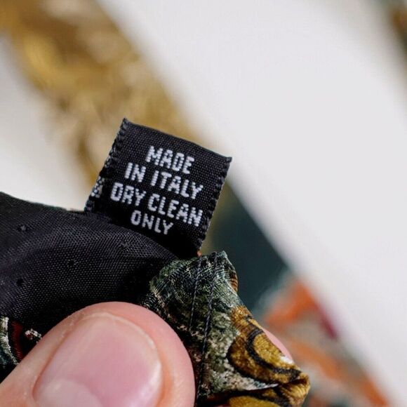 Paulo Visari Green Multi-Colored Floral Print Short Wide Silk Tie Made In Itally - Picture 5 of 7